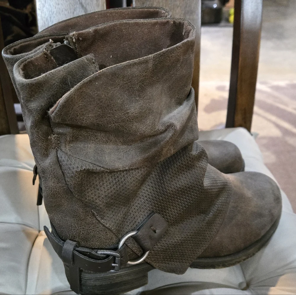 Brown Slouchy Ankle Boots with Buckle - Picture 6 of 6